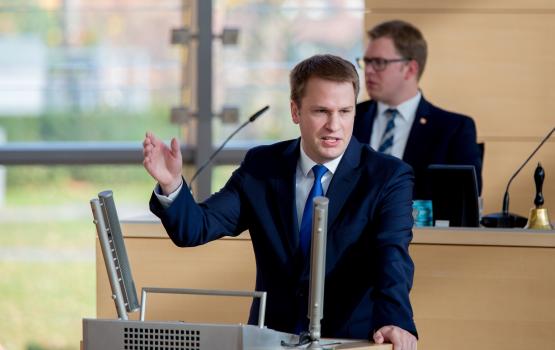 Fraktionsvorsitzender der FDP, Christopher Vogt im Landtag Schleswig-Holstein